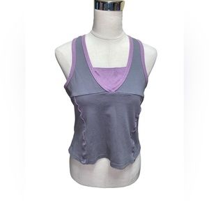G.w. Sport Petite Medium Gray Purple Exercise Tank Top